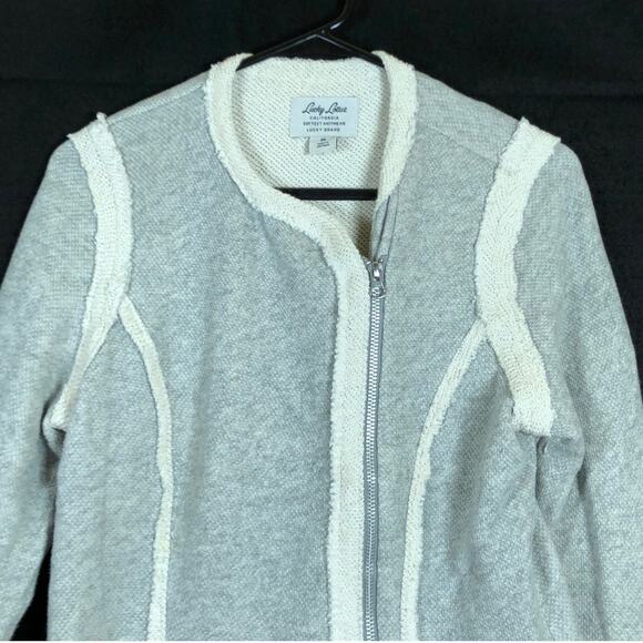Lucky Lotus Lucky Brand Womens Jacket Gray Full Zip Raw Hems 100% Cotton M - Picture 2 of 13